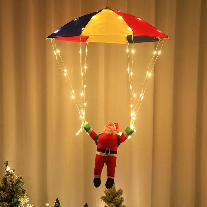 Parachute Santa Claus Christmas Yard Eaves Hanging Decorative Lights Leather String Lights Christmas Skydiving Light String