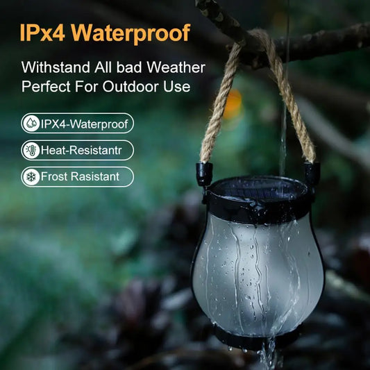 Solar Flame Lights Solar Powered Garden Lantern Flickering LED Light Decorative Yard Decor with Rope Rechargeable Camping Lamp