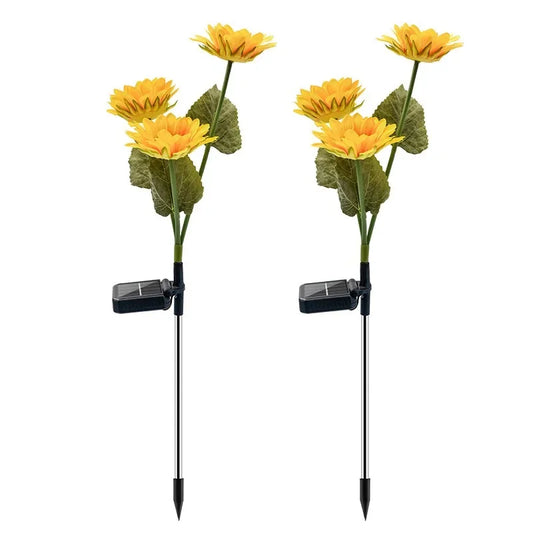3 Head Solar Sunflower Lights LED Light Garland Outdoor Waterproof Garden Lawn Party Christmas Decoration Solar Powered Lamp