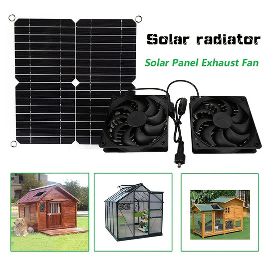 Solar fan set, waterproof and portable solar panel and fans, suitable for greenhouses, poultry houses, solar charging