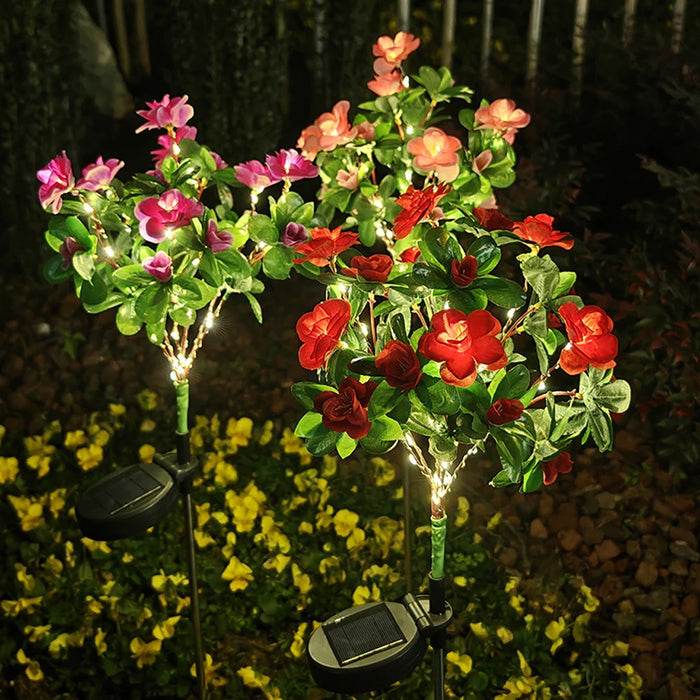 Solar Light LED Azalea Solar Flowers Lamp Outdoor Decorative for Garden Yard Lawn Path Lighting Holiday Wedding Decor