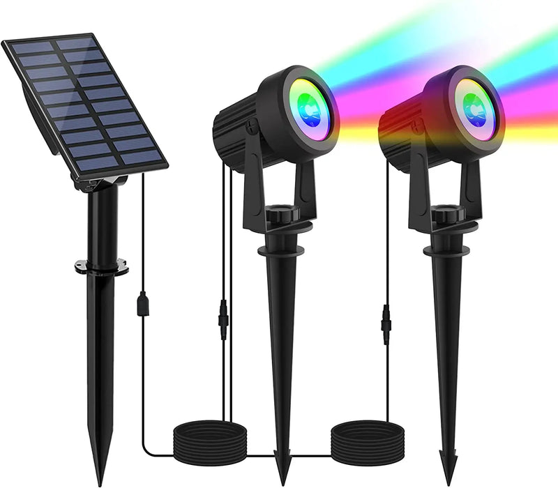 1/2/4/6 LEDS RGB Solar Spotlight IP65 Waterproof Color Changing Outdoor Garden Light For Landscape Tree Solar Street Wall Lamp