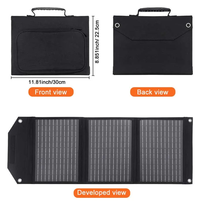 Foldable USB 30W Solar Panel USB QC3.0 USB-C Output Portable Waterproof Battery Charger for Cell Phone Outdoor Camping Hiking