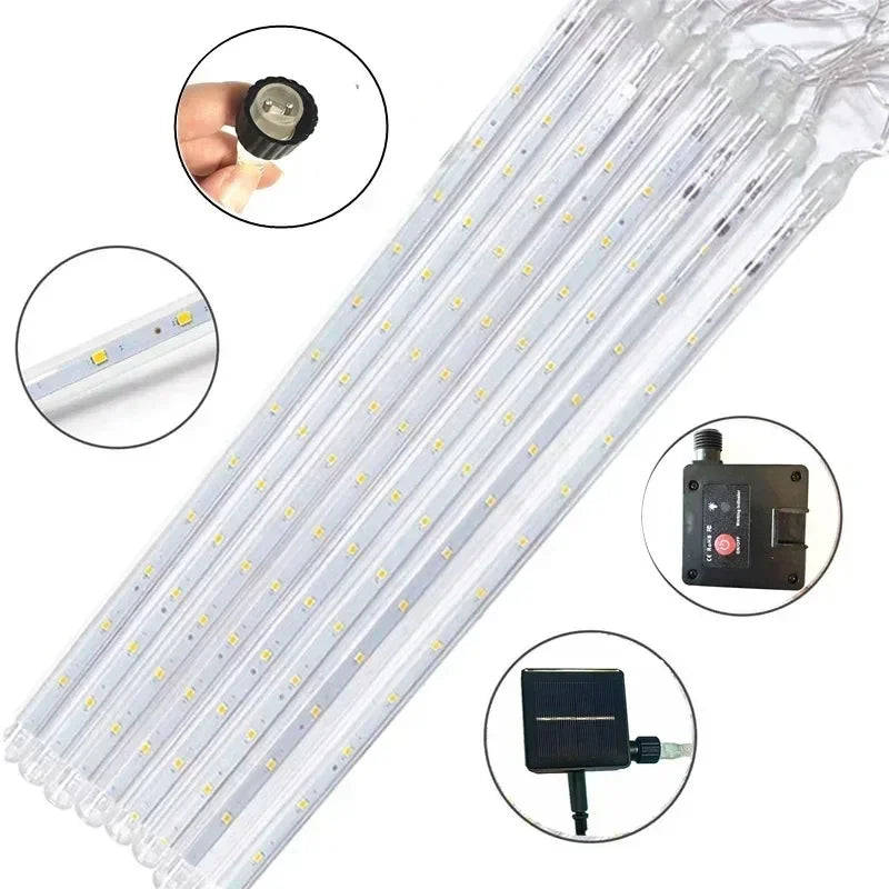 LED Meteor Shower String Light Christmas Wedding Party Solar Garland Lamp Summer Garden Decoration Festoon Solar Outdoor Lights