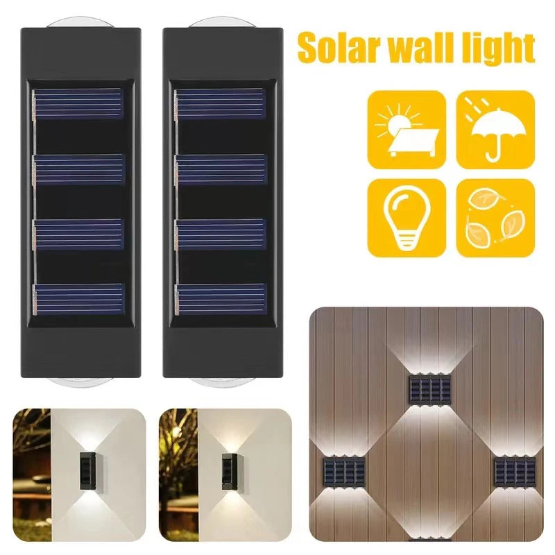 1~4Pack Solar Wall Lights Outdoor 16LED Waterproof Lamp Up And Down Convex Lens Lighting For Garden Landscape Balcony Decoration