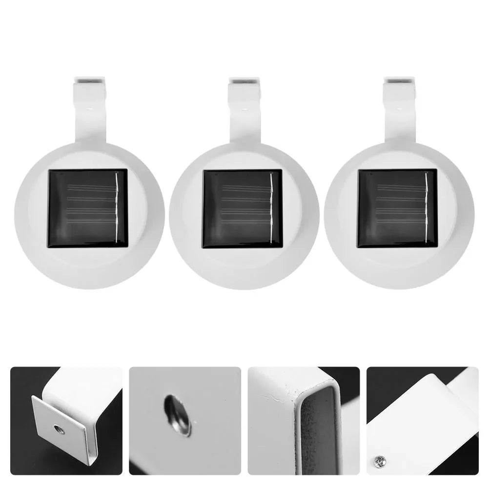 3pcs Solar Fence Light Outdoor LED Waterproof Plastic Lamp for Wall Porch Yard Garden Pathway Lighting Solar Powered Batteries