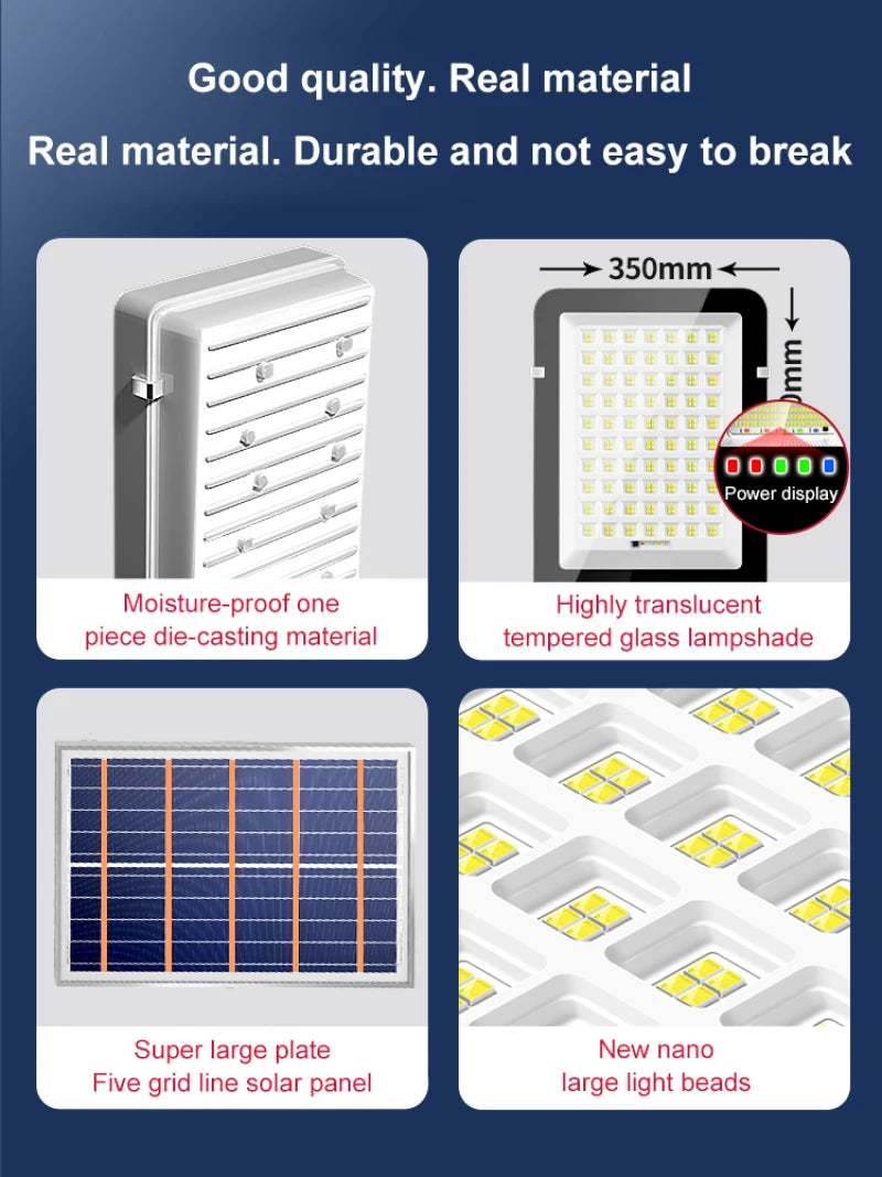 Super Bright Garden Light Solar Street Light Outdoor IP67 Waterproof Automatic Dusk to Dawn 50W 4000mah Solar Street For Home