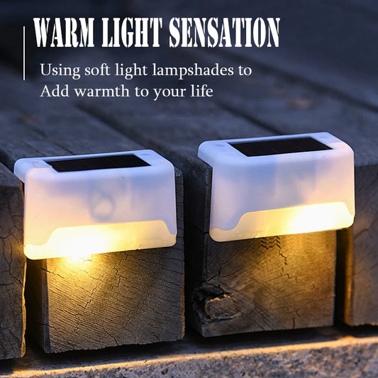 4PCS Solar Deck Light Outdoor IP65 Waterproof Solar Power Garden Lamps for Railing Stairs Step Fence Yard Patio Pathway