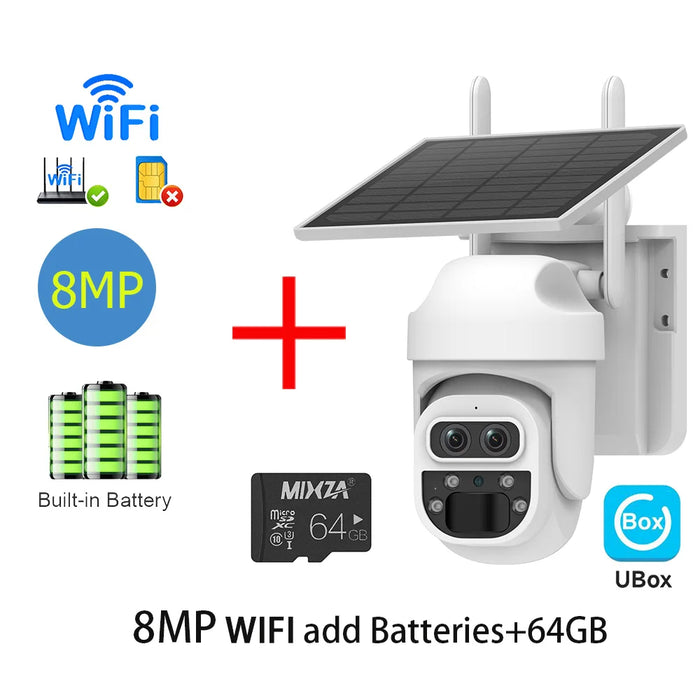 Solar Camera Security Cameras Wireless WIFI / 4G Solar Outdoor Camera 8MP 4K 12X Zoom SIM Human Detection Security Kamera