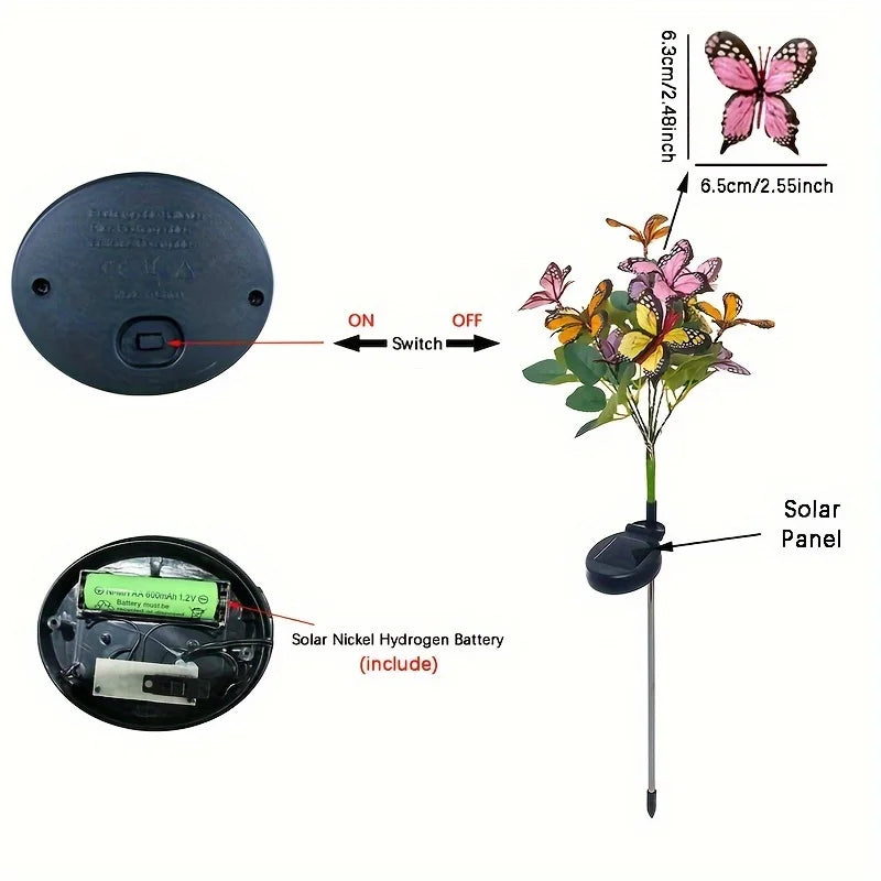 Solar Outdoor Lights Butterfly Flower Garden Fairy Lights Christmas Decorations 2025 Lawn Tree Landscape Lamp Yard Path Ornament
