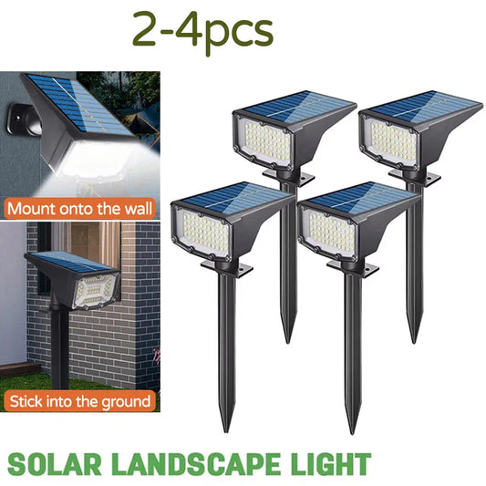2/4Pcs Solar Powered 53LED Lamp Adjustable Solar Spotlight In-Ground IP65 Waterproof Landscape Wall Light Outdoor Lighting