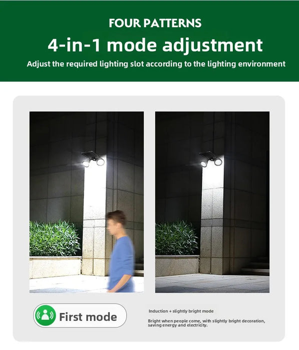 Solar spotlights for outdoor courtyard landscapes, dual head ground penetrating trees, human body sensing lawn lights