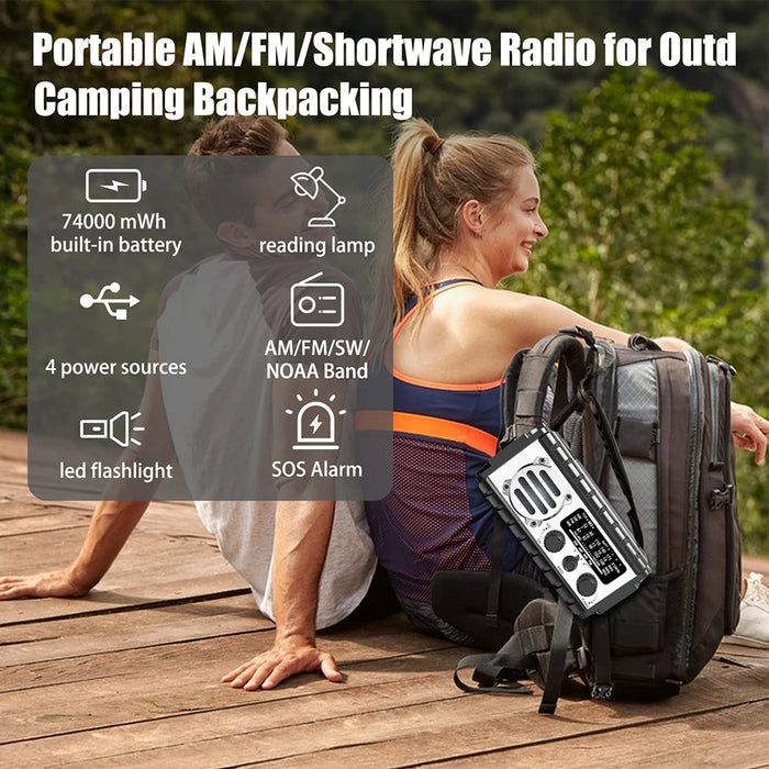 Emergency Hand Crank Radio 20000mAh Portable Weather Radio with Flashlight Reading Lamp SOS Alarm Solar Radio for Emergency/Home