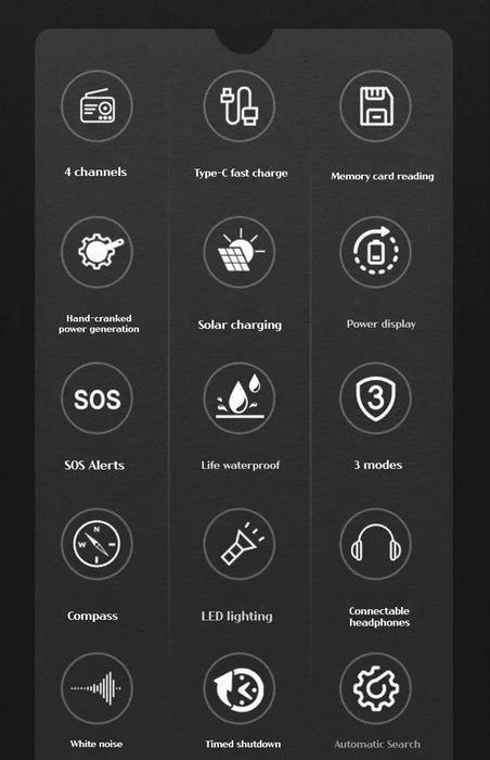 Hand-operated Emergency Solar Bluetooth Outdoor Camping Alarm Radio Multi-band Earthquake Prevention Solar Radio With Flashlight