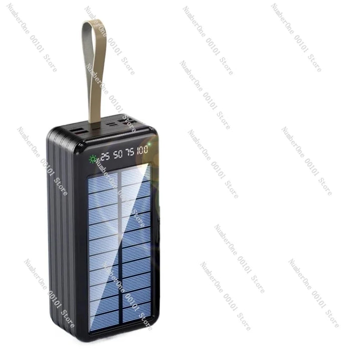 Solar power bank large capacity 100000 mAh fast charging with its own line mobile power supply 80,000 outdoor riding