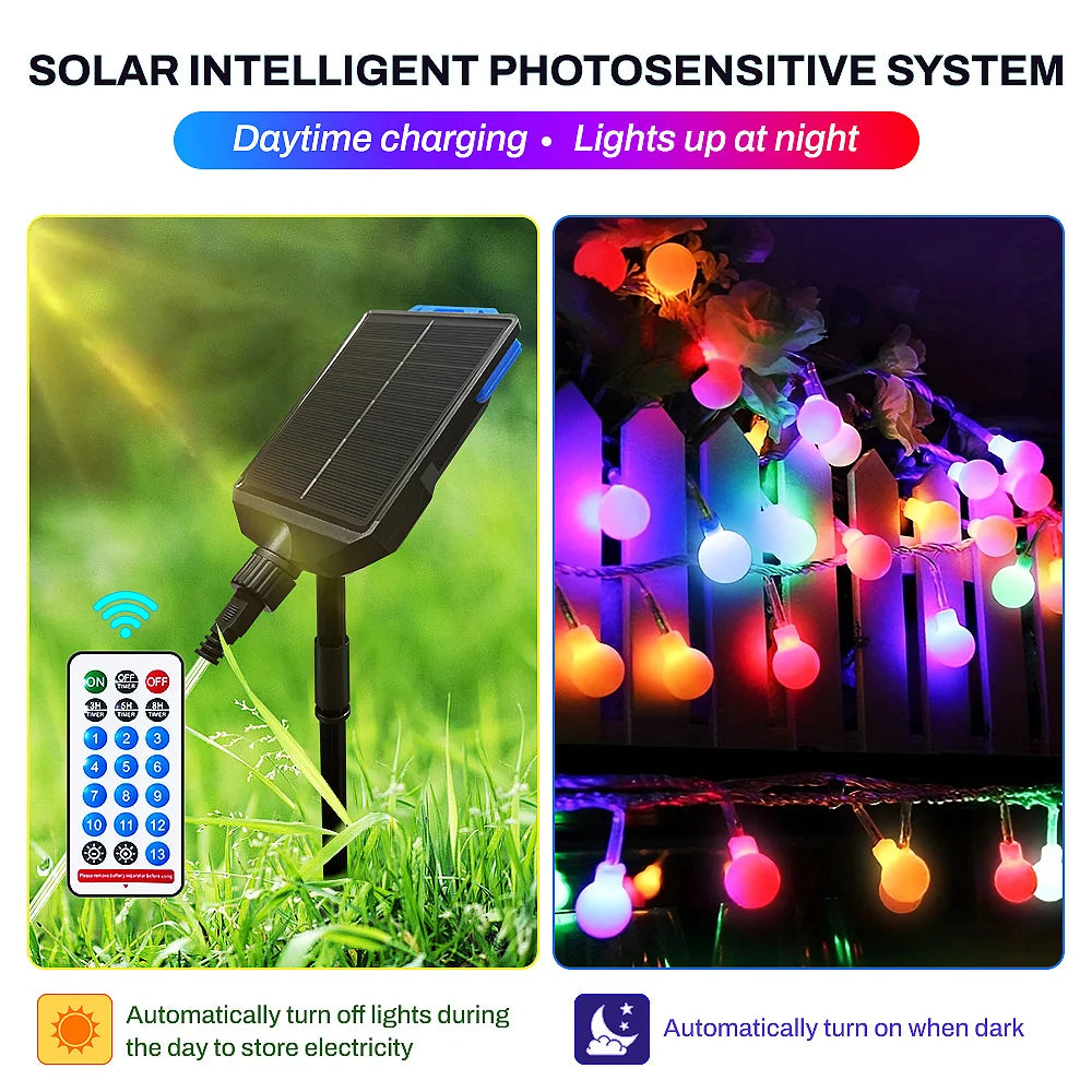 LED Fairy Solar String Lights, 13 Modes with Remote, RGB & Warm Fairy Lights, Christmas Lighting For Party, Indoors & Outdoors
