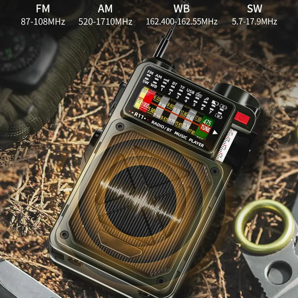 Portable Bluetooth Solar Radio USB Playback TF Card Solar Power Bank Hand-cranked Flashlight Full-band Radio Camping Accessories