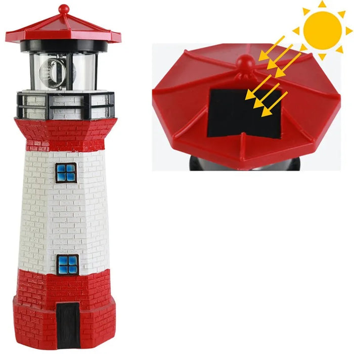 Solar Power Lamps Rotating Lighthouse Beacon Tower LED Light Outdoor Garden Landscape Courtyard Lawn Outdoor Decoration Light