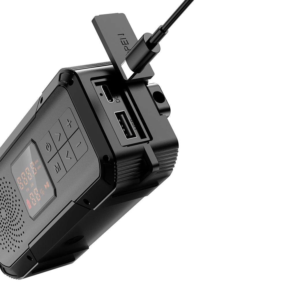 AM/FM/WB/NOAA Emergency Radio Hand Crank Solar Powered Radio Multifunction Weather Radio with BT Flashlight SOS for Outdoor