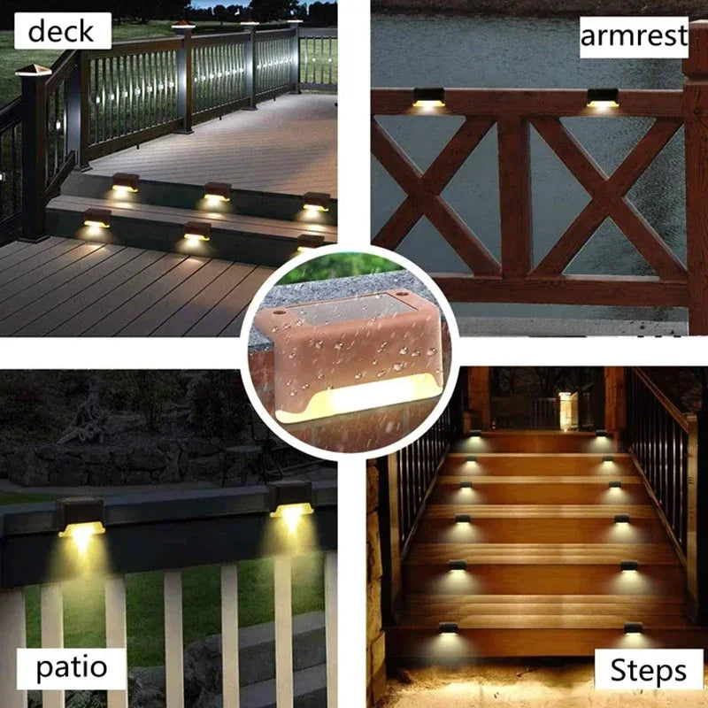 Solar Lamps LED Outdoor Garden Balcony Staircase Fence Railing Lights Courtyard Waterproof Solar Outdoor Decorative Wall Lights
