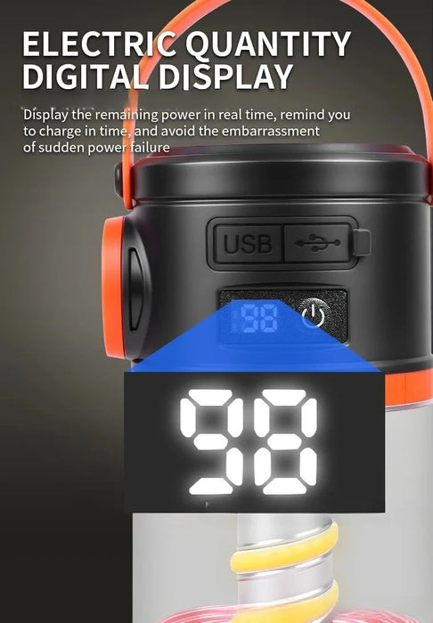 Solar Powered Camping Lamp Portable Flashlight Double Light Emergency Lights USB Charge Waterproof for Outdoor Hiking Tent