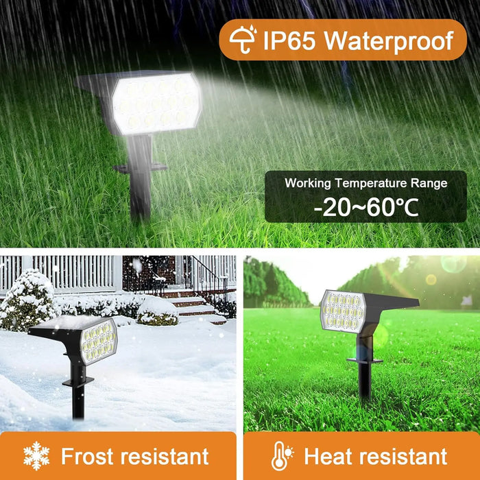 Solar Spot Lights Outdoor52 LED 3 Modes Solar Landscape Spotlights IP65 Waterproof Wall Lights for Walkway Yard Garden