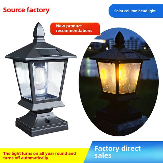 Waterproof Solar Garden Lights for Villas and Gardens with Pillar Head Light