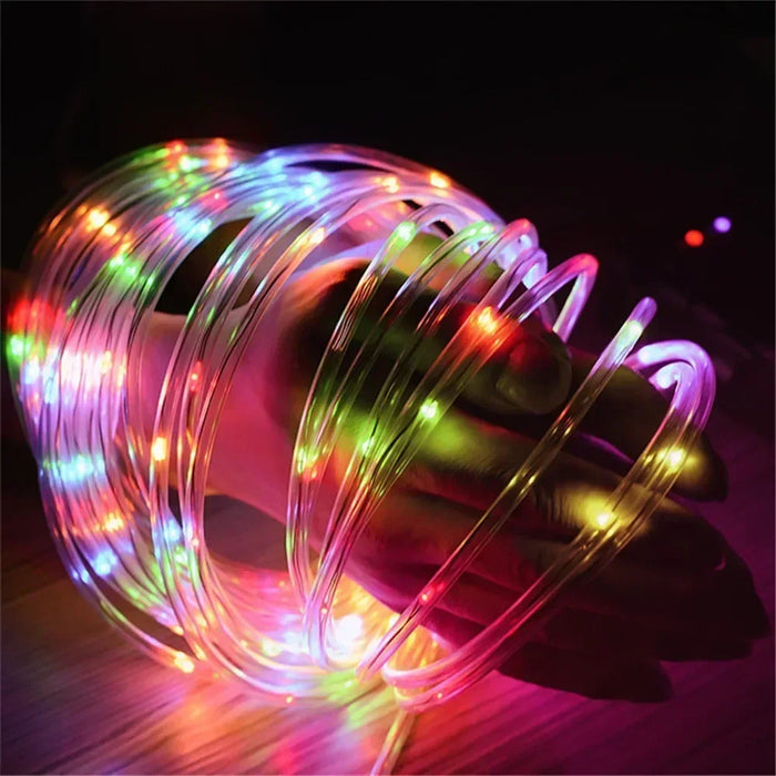 LED Solar String Lights Garden Waterproof Tube Rope Lamp Christmas Garland Fairy Lights For Outdoor Holiday Decoration Lighting