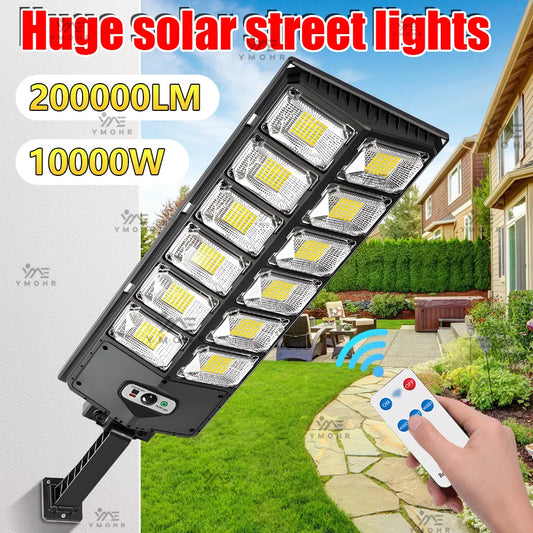 200000LM Huge Solar Street Lights With Remote Control Motion Sensor LED Power Outdoor Solar Lamp For Home and Garden Decoration