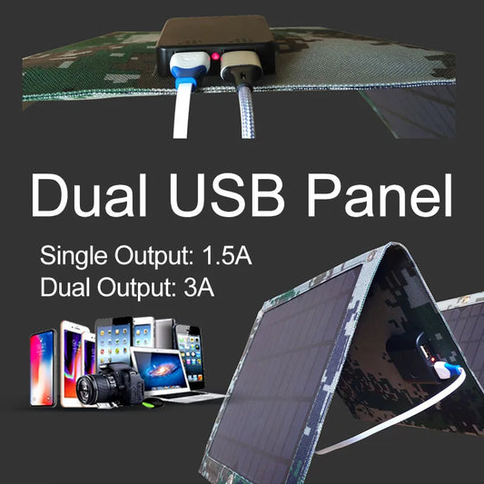 Foldable 5V 100W Dual USB Solar Panel Outdoor Waterproof Solar Panel Charger Mobile Power Battery Charger With 4 in 1 Cable