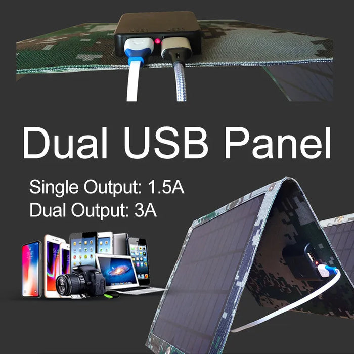 Foldable 5V 100W Dual USB Solar Panel Outdoor Waterproof Solar Panel Charger Mobile Power Battery Charger With 4 in 1 Cable