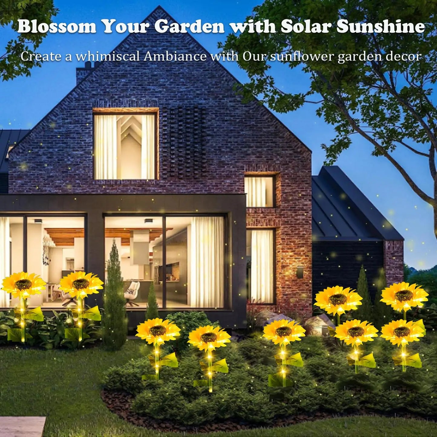 Solar Outdoor Lights Sunflower Garden Decor Waterproof Solar Flower Light Outside for Yard Patio Landscape Patio Walkway Pathway