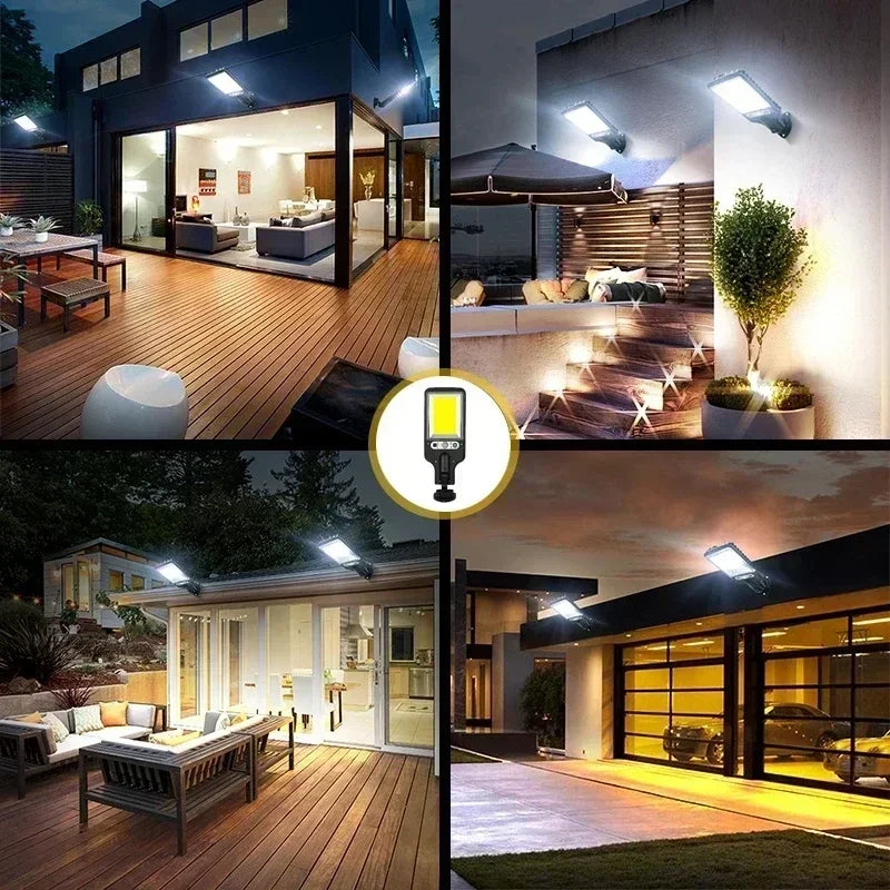 Solar Street Lights Outdoor 108COB LED Solar Wall Lamp With 3 Lighting Mode Motion Sensor Security for Garden Patio Path Yard