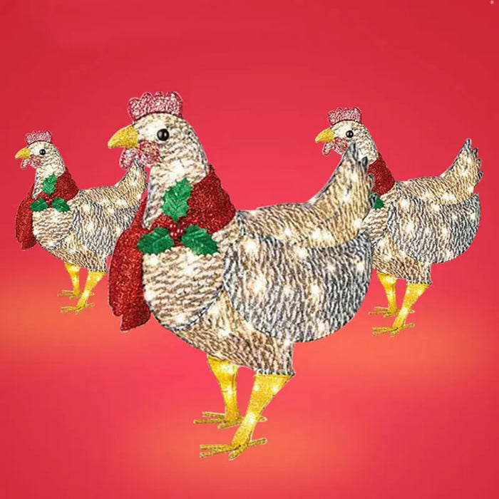 Courtyard Christmas Led Solar Night Lights Outside Garden Decoration Ornaments Chicken Hen Glowing Pastoral Chickens Lamps 2024