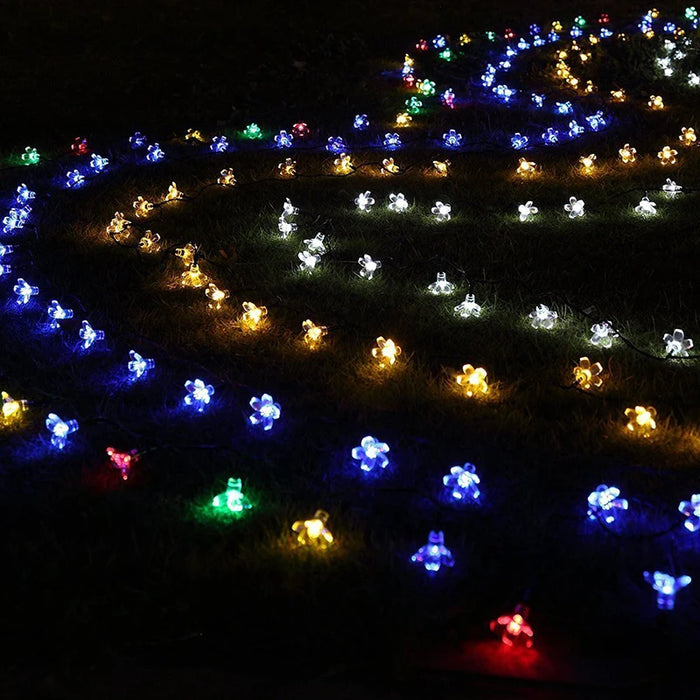 5M Purple Solar Flower String Lights Fairy LED Lights String Decorative Outdoor Lighting For Home Garden Holiday Decor