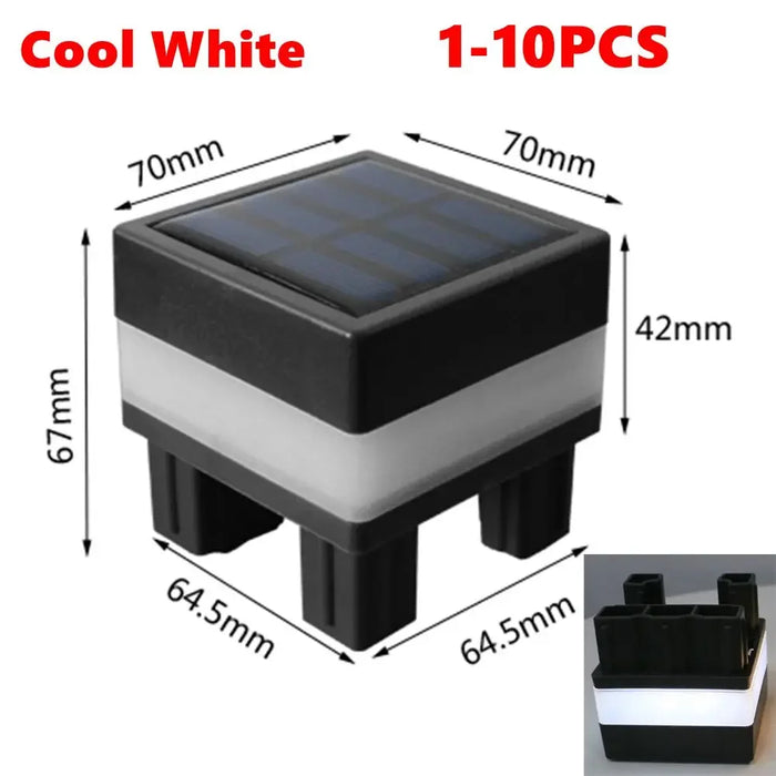 Solar LED Fence Lamp Pillar Light Solar Powered Insulating Sheet Insert Switch Waterproof Residential Corridor Fence Yard Lamp
