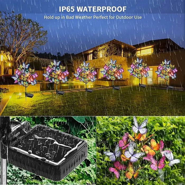 Solar Outdoor Christmas Lights Butterfly with Stake Garden Wedding Pathway Fairy Lights Auto on/Off Lawn Patio Party Decorations