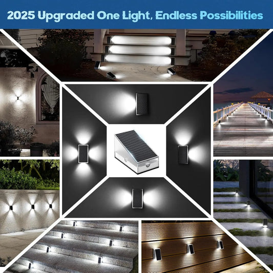 1/4/6 Packs Solar Lights Outdoor Deck & Wall Lights IP65 Waterproof LED Solar Fence Lights for Garden, Stairs, Patio, Yard, Pool