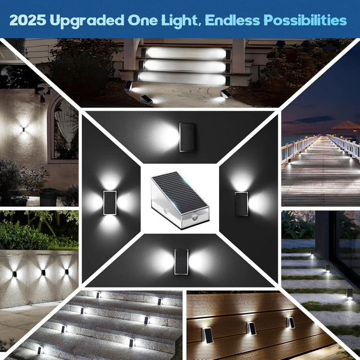1/4/6 Packs Solar Lights Outdoor Deck & Wall Lights IP65 Waterproof LED Solar Fence Lights for Garden, Stairs, Patio, Yard, Pool