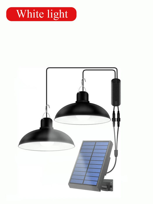 Solar Powered Pendant Light Single/Double Head Outdoor Waterproof LED Light With Remote Control Pendant Light Camping Garden