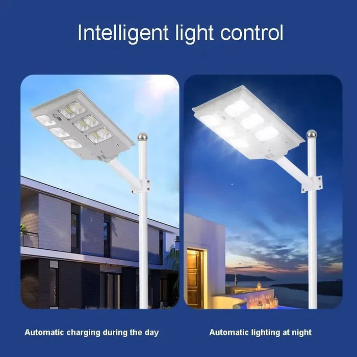 Solar Street Light with High Power Lumens and Motion Sensor for Garden Security1000W, Retractable Pole for Convenience