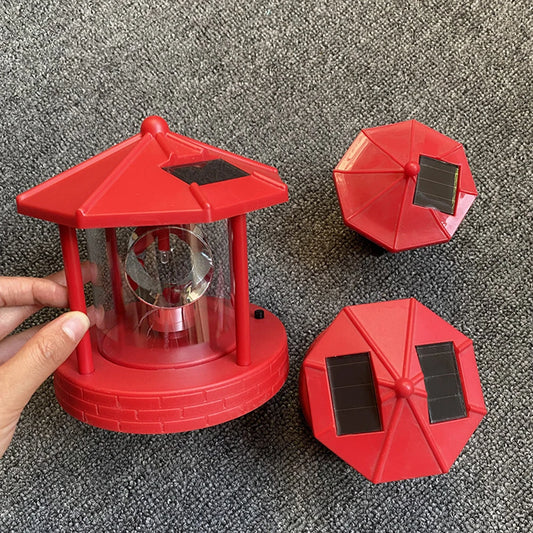 Solar Rotating Lighthouse LED Solar Lights 360-degree Rotating Landscape Lamp Beacon Beam Lamp For Garden Yard Street Light