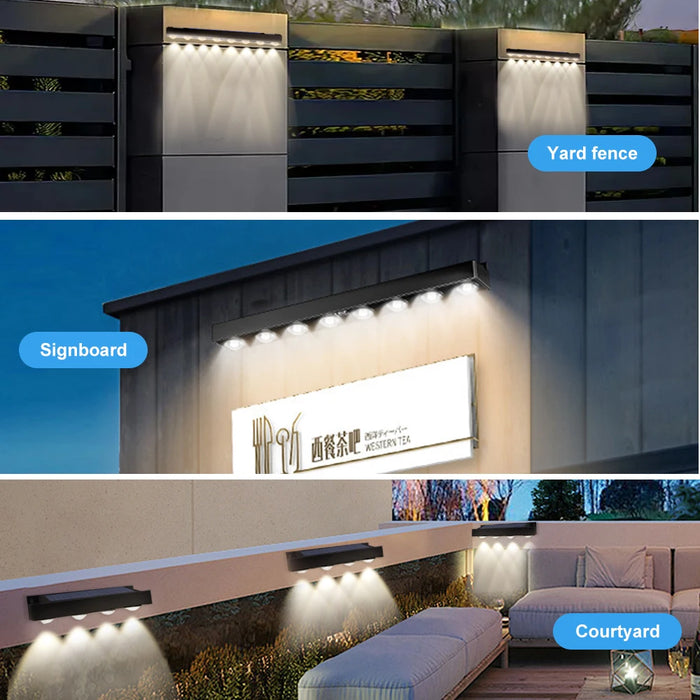 Solar Wall Light Outdoor 4/6/8LED Waterproof Solar Fence Sign Lights Garden Decor Porch Patio Deck Balcony Home Atmosphere Light