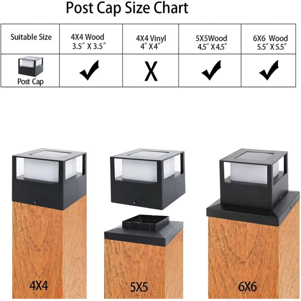 Warm/White light Square Fence Gate Pillar Lamp Waterproof Solar Powered Fence Post Light LED Lighting Solar Column Light Wall