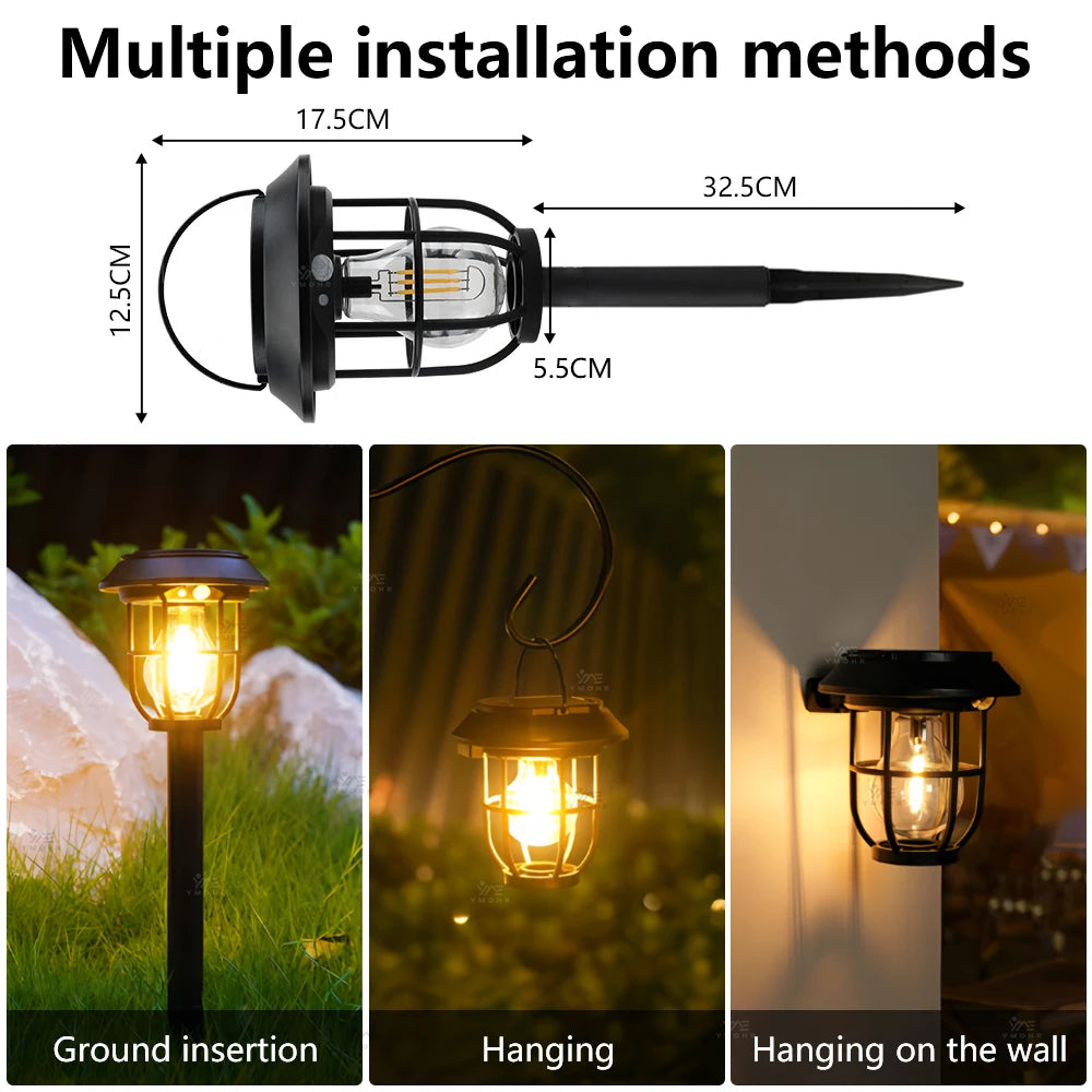 1200LM Warm Solar Camping Lights Lawn Lights Wall Lamps Solar Outdoor Lights Courtyard Garden Decoration Night Light Mood lights