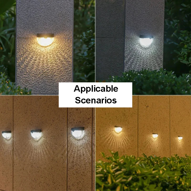 1Pcs Solar Fence Light LED Semicircular Wall Light Waterproof Outdoor Lighting Garden Decoration Path Porch Yard Garden Fence