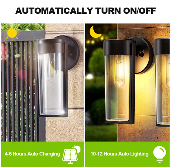 LED Solar Wall Mount Light Outdoor Solar Powered Auto On/Off Waterproof Garden Decoration Yard Post Porch Fence Lawn Lights
