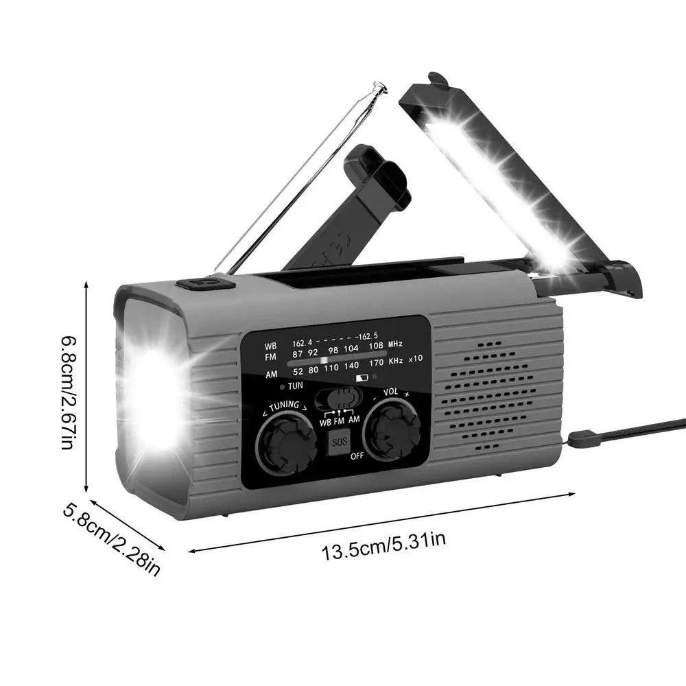 Solar Hand Crank Radio AM/FM/NOAA Hand Crank Radio Battery Powered SOS Alarm Radio 3 Way Charging Survival Radio Power Banks