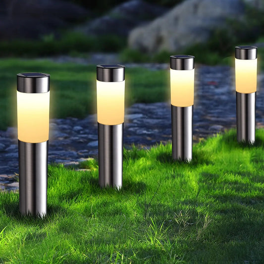 1/2/4/6/8 Pack Solar Garden Pathway Lights Outdoor Waterproof LED Lighting Ground Plug Bollard Light for Patio Garden Lawn Yard