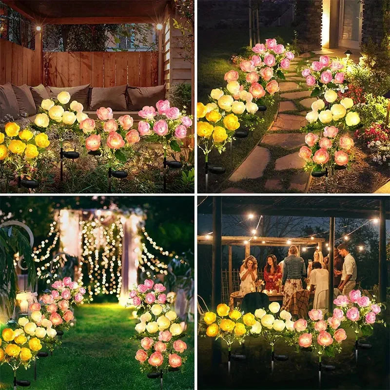 Solar Flower Light Camellia Buds Garden Flower Lights Outdoor Landscape Lighting for Home Yard Patio Path Lawn Decorative Lamp